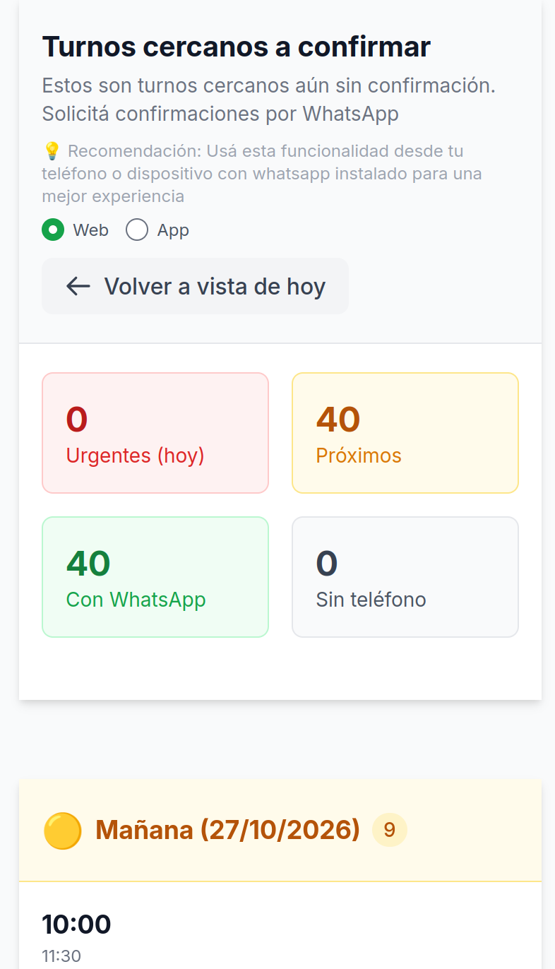 Confirmaciones por WhatsApp en el celular