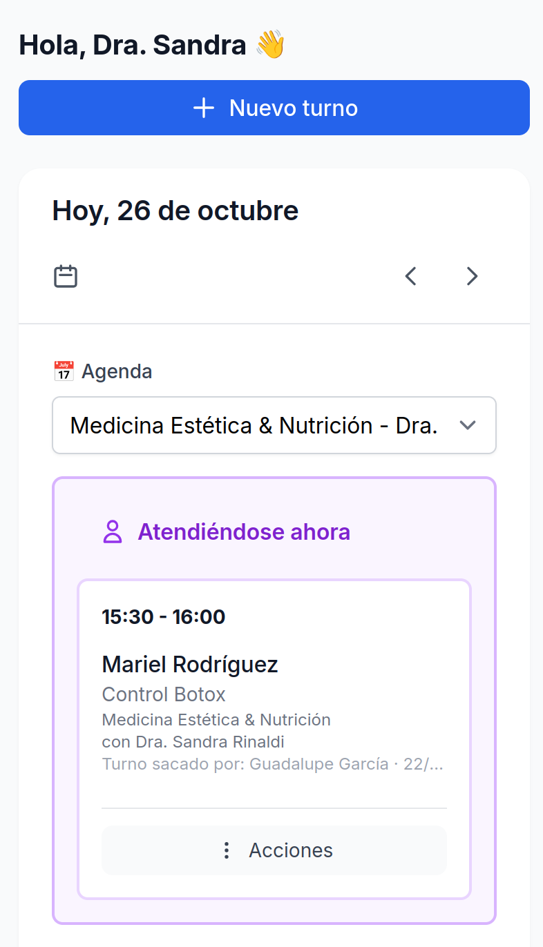 Panel del día en el celular