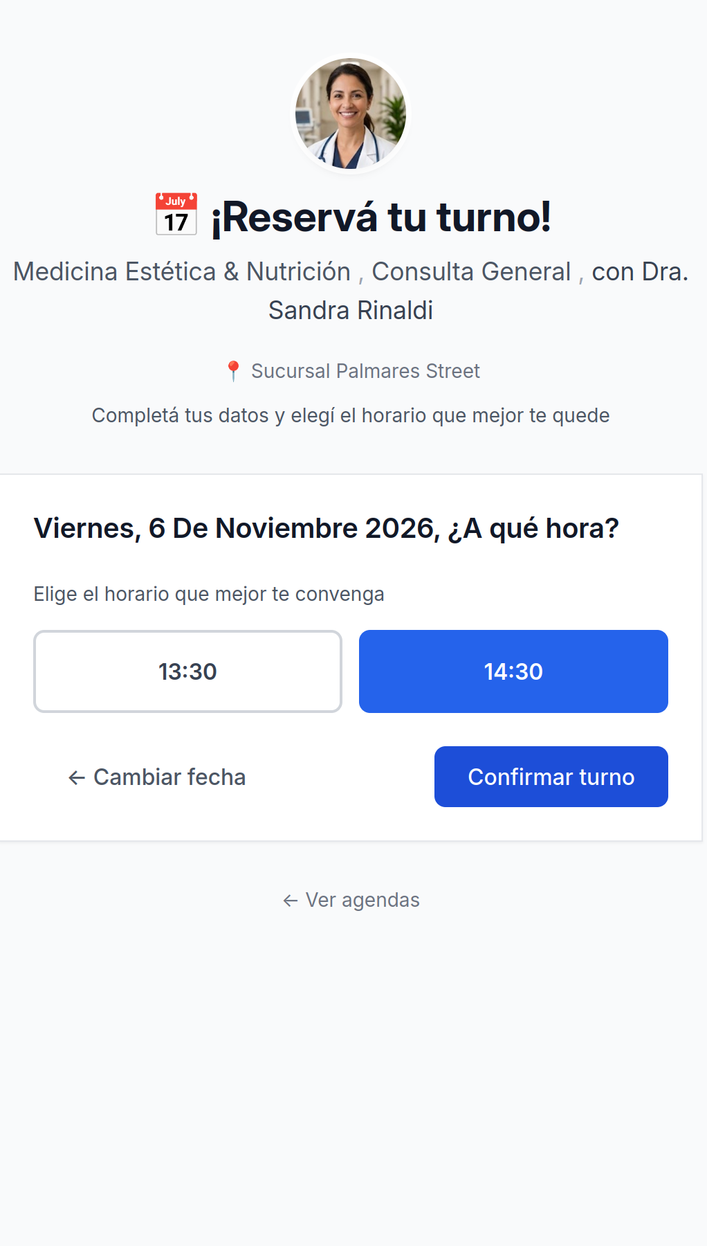Reserva online: elegir horario